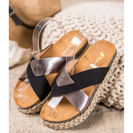 SHELOVET Papuci pe platformă negru gri 1