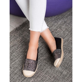 SHELOVET Espadrile negre cu sclipici negru 1 SHELOVET Espadrile negre cu sclipici negru 1
