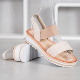 Mannika Sandale din piele de căprioară pe platformă maro 1