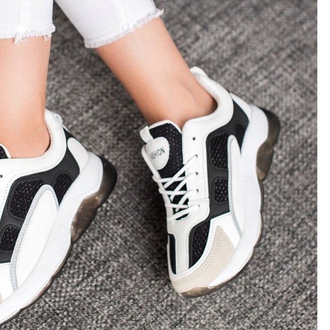 Via Giulia  Adidași cu modă sclipici alb negru 1