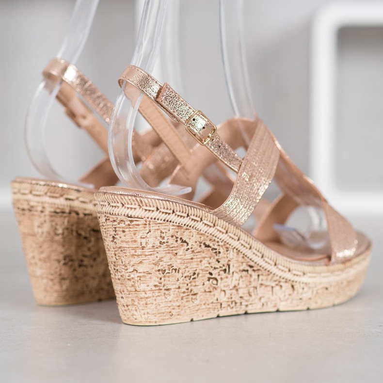 Renda Sandale elegante cu pană galben 1