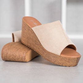 Renda Sandale cu toc maro 2