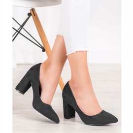 SHELOVET Tocuri înalte din piele de căprioară negru 1