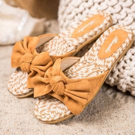 Renda Papuci eleganți cu arc maro 1 Renda Papuci eleganți cu arc maro 1