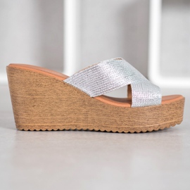 Renda Papuci cu pană argintie gri 1