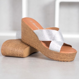 Renda Papuci cu pană argintie gri 2