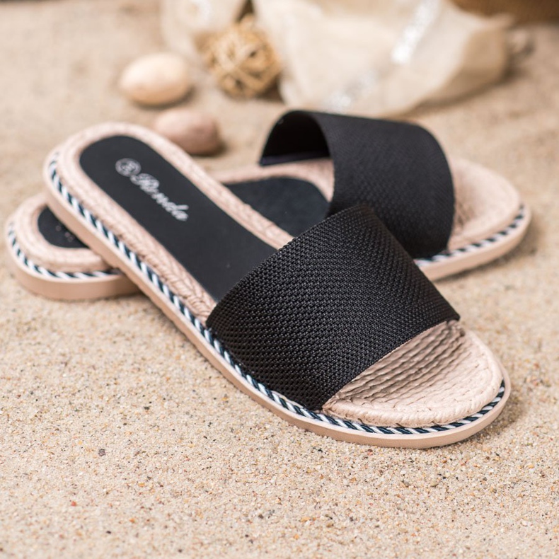 Renda Papuci negri din material textil negru 1 Renda Papuci negri din material textil negru 1