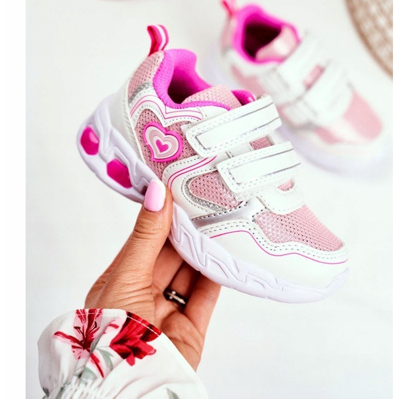 EVE Încălțăminte sport pentru copii, strălucitor, alb, stacojiu roz 2