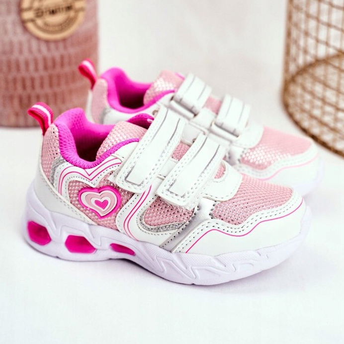 EVE Încălțăminte sport pentru copii, strălucitor, alb, stacojiu roz 1