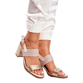 EVE Sandale de dama pe post Beige și Golden Emmy bej de aur 1