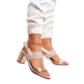 EVE Sandale de dama pe post Beige și Golden Emmy bej de aur 2