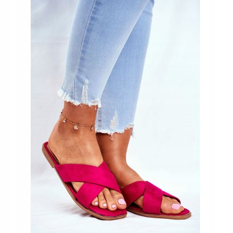 Papuci pentru femei Curele pe cruce Fuchsia Filipine roz 1