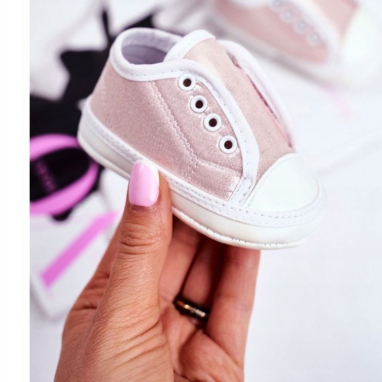 Apawwa Adidași pentru copii Velcro cu botez din brocart roz Milley 1