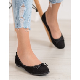 Diamantique Balerini casual din piele de căprioară negru 1