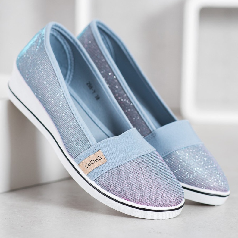 SDS Balerini Slip-on cu sclipici albastru 2