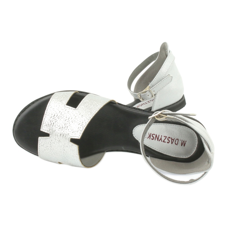 M.Daszyński Sandale argintii cu toc Daszyński MR1848-17 negru gri 4
