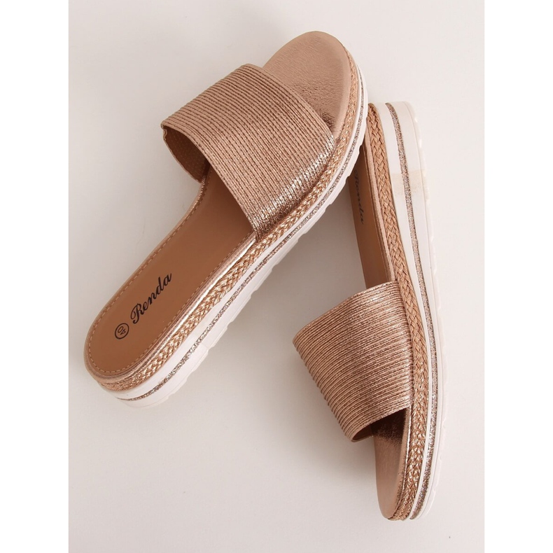 Papuci de șampanie pentru femei 222-32 Șampanie de aur 1