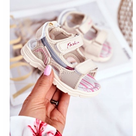 PL1 Sandale pentru copii cu velcro Beżowe Grobino bej 1