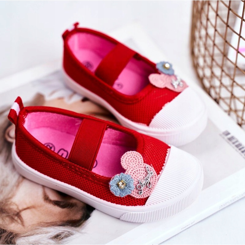 PL1 Adidași de copii cu velcro roșu Estienne 2