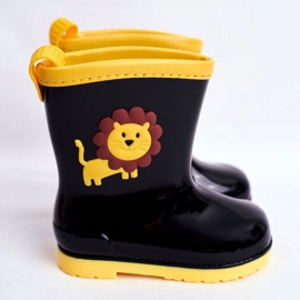 Copii din cauciuc negru Galoshes Lion 2