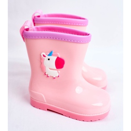 Cizme de ploaie din cauciuc pentru copii Pink Unicorn roz 1