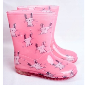 Cizme de ploaie din cauciuc pentru copii. Pink Bunny roz 1