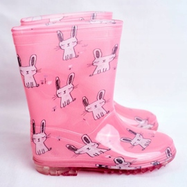 Cizme de ploaie din cauciuc pentru copii. Pink Bunny roz 2