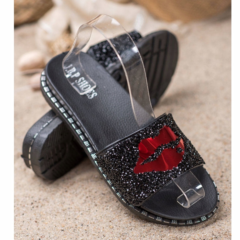 SHELOVET Papuci negri cu aplicație negru 1