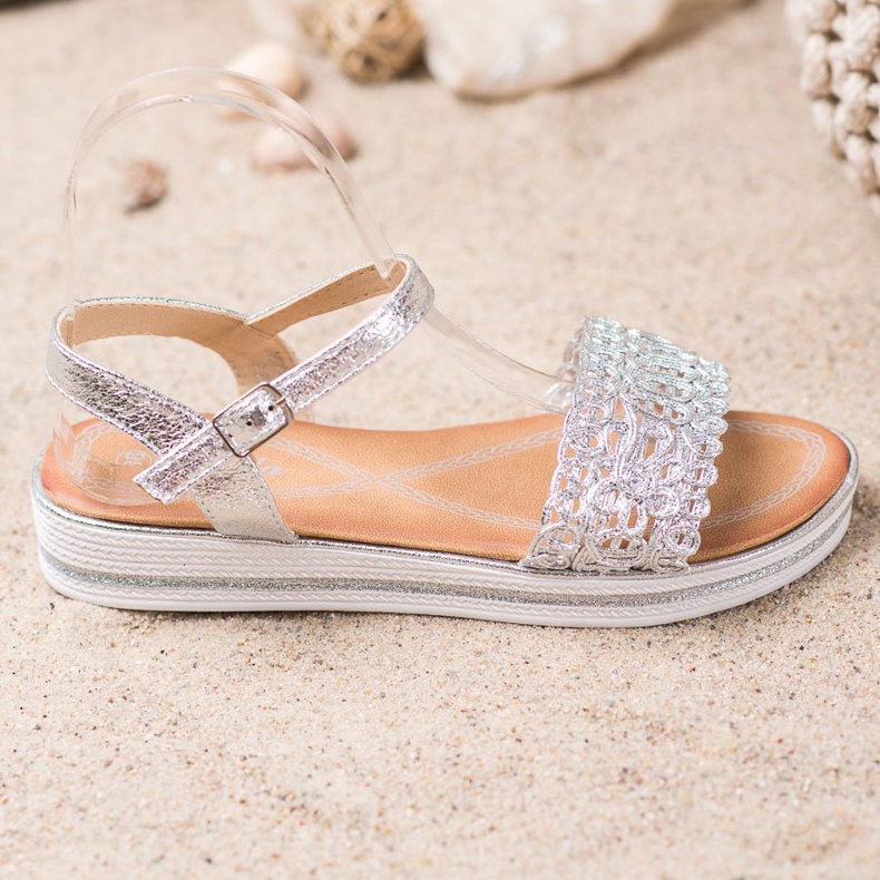 Renda Sandale pe platformă gri 1