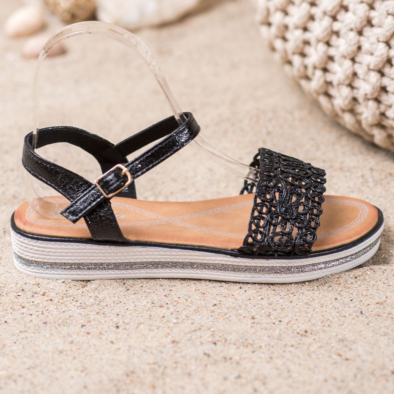 Renda Sandale pe platformă negru 2