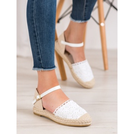 SHELOVET Espadrile albe cu dantela 1