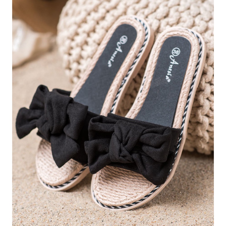 Anesia Paris Papuci eleganti din piele intoarsa negru 2