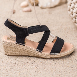 Renda Sandale Espadrile din piele intoarsa negru 1