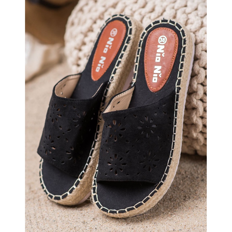 Nio Nio Papuci Pe O Platformă De Paie negru 2