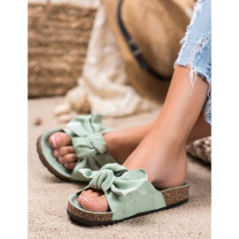 Renda Papuci confortabili cu arc verde 1