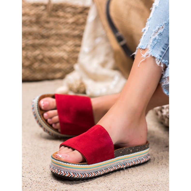 Renda Papuci pe platformă roșu 2