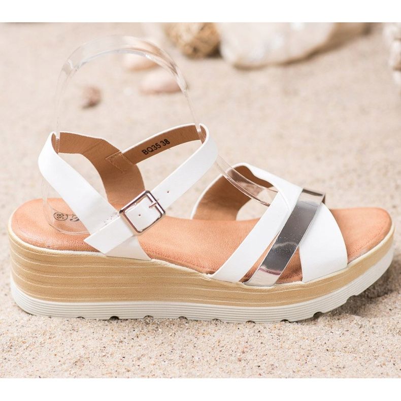 Renda Sandale cu pană alb 2 Renda Sandale cu pană alb 2