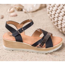 Renda Sandale cu pană negru 1