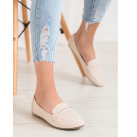 Diamantique Mocasini bej cu piele ecologică 1