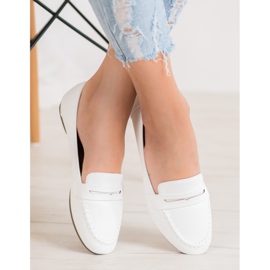 Diamantique Mocasini albi cu piele ecologică 1