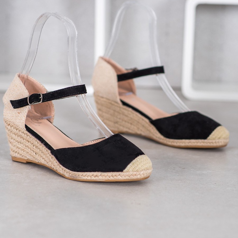 Small Swan Espadrile cu pană negru 2