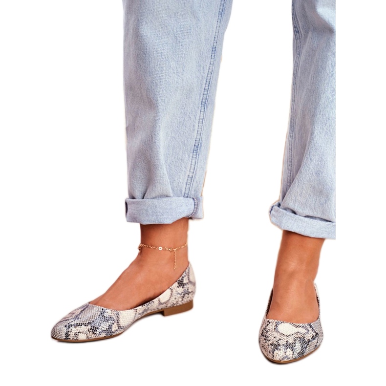 Sergio Leone BL611 balerini cu model animal maro gri 2