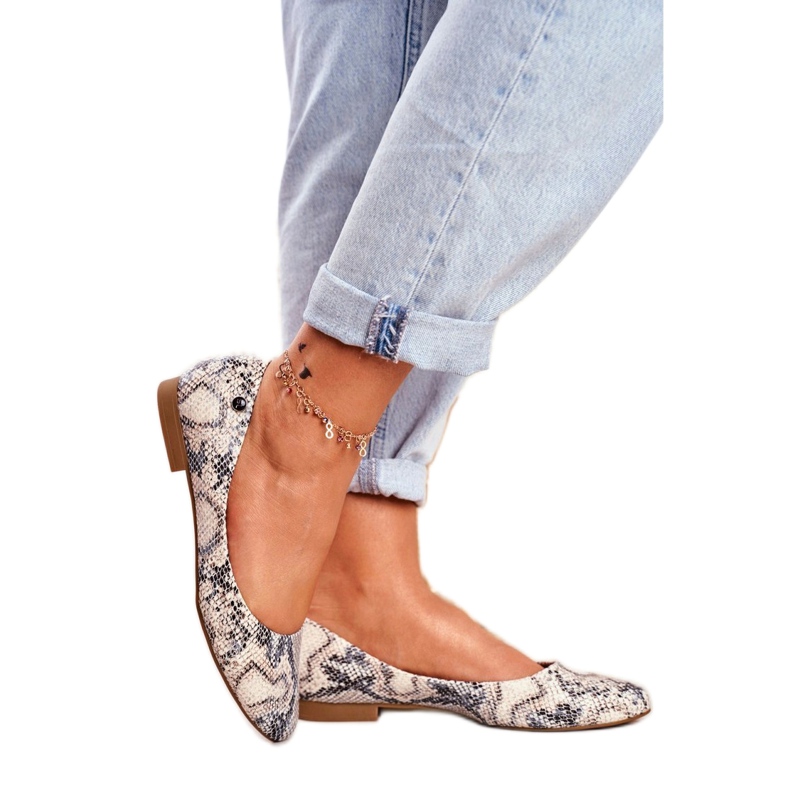 Sergio Leone BL611 balerini cu model animal maro gri 1