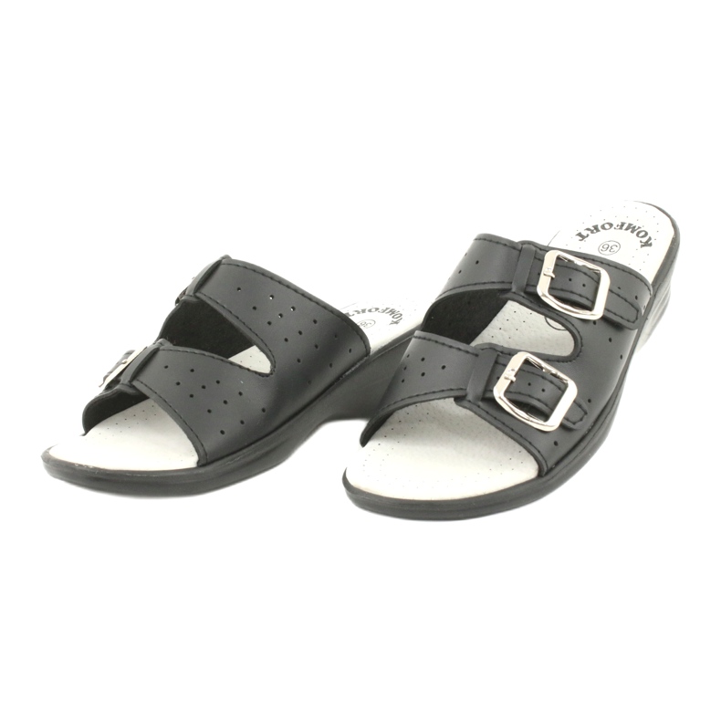 American Club papuci negri pe catarame americane negru 2