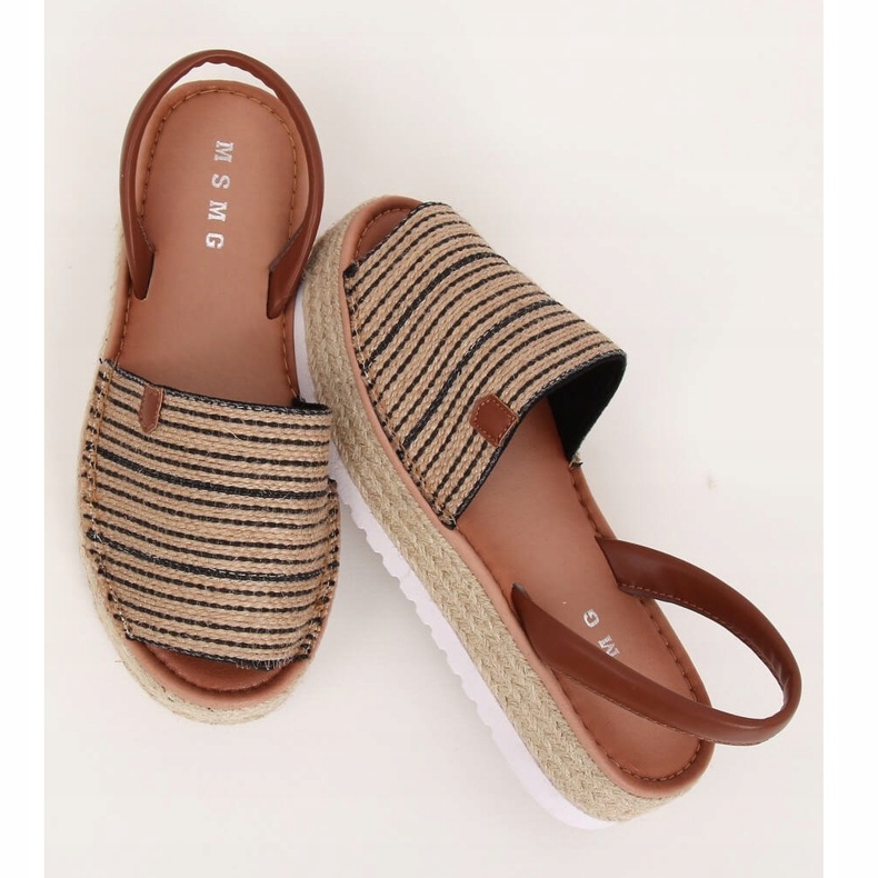 Sandale negre espadrile WH935 Negru bej maro 1