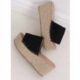 Espadrile negre pe pană LL909 Negru 1