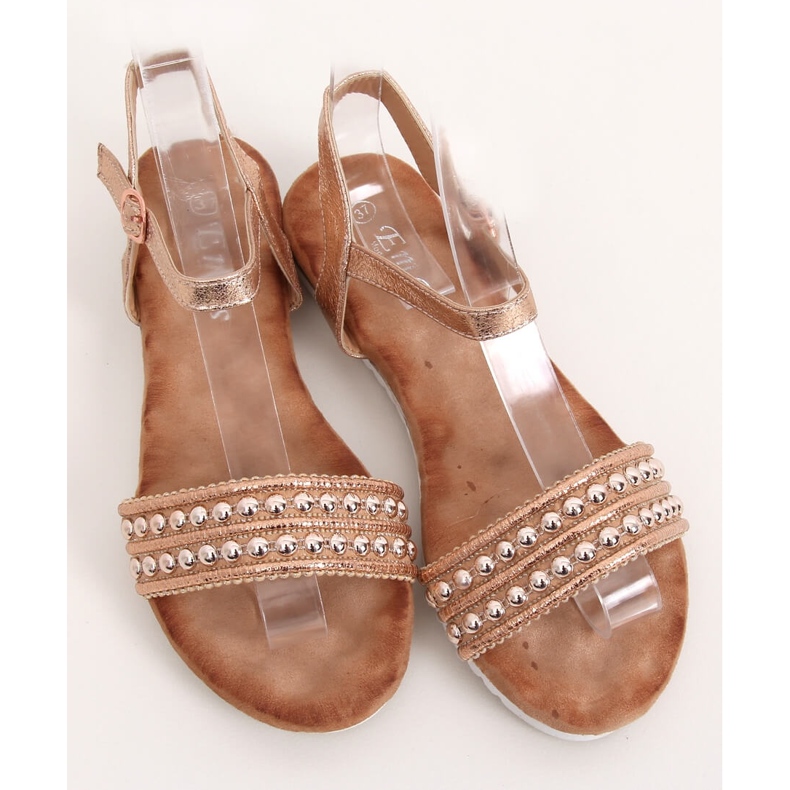 Sandale de șampanie pentru femei HT-68 Champagne multicolor roz 1