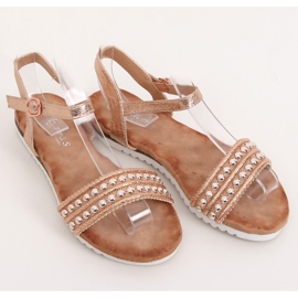 Sandale de șampanie pentru femei HT-68 Champagne multicolor roz 2
