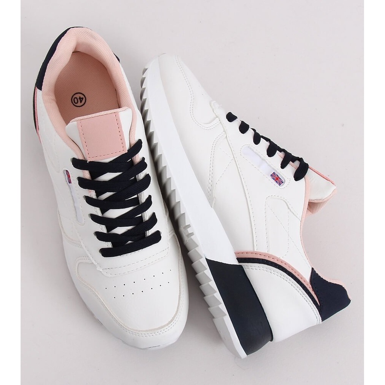 Încălțăminte sport pentru femei albe BK938 ALB / MARI albastru marin 1