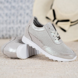 Adidași din piele lucioasă VINCEZA gri 1